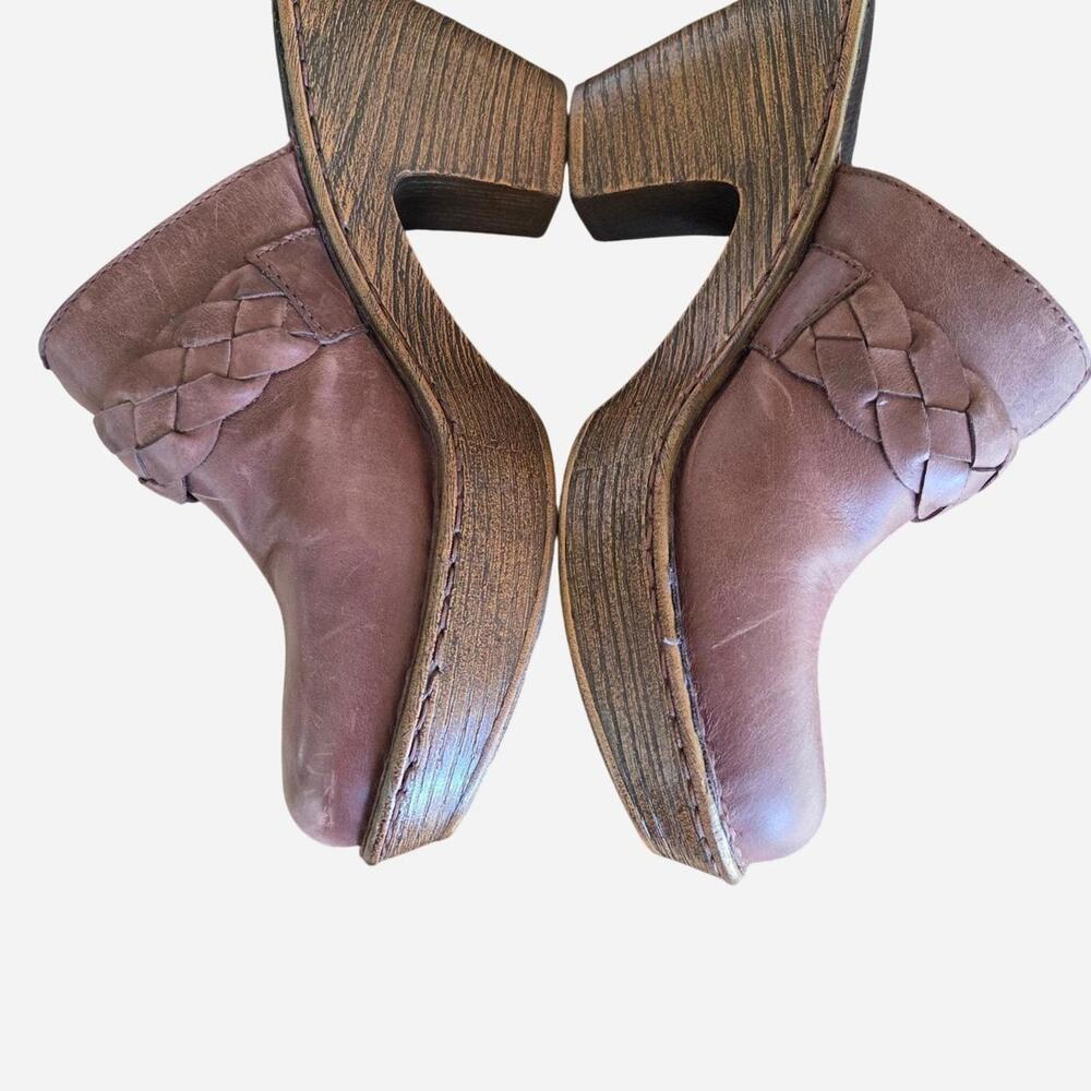 Born brandbrown leather clogs with - Picture 4 of 8